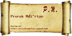 Prorok Márton névjegykártya